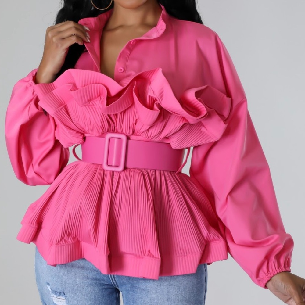 Double Ruffle Peplum Top - Picture 4 of 5
